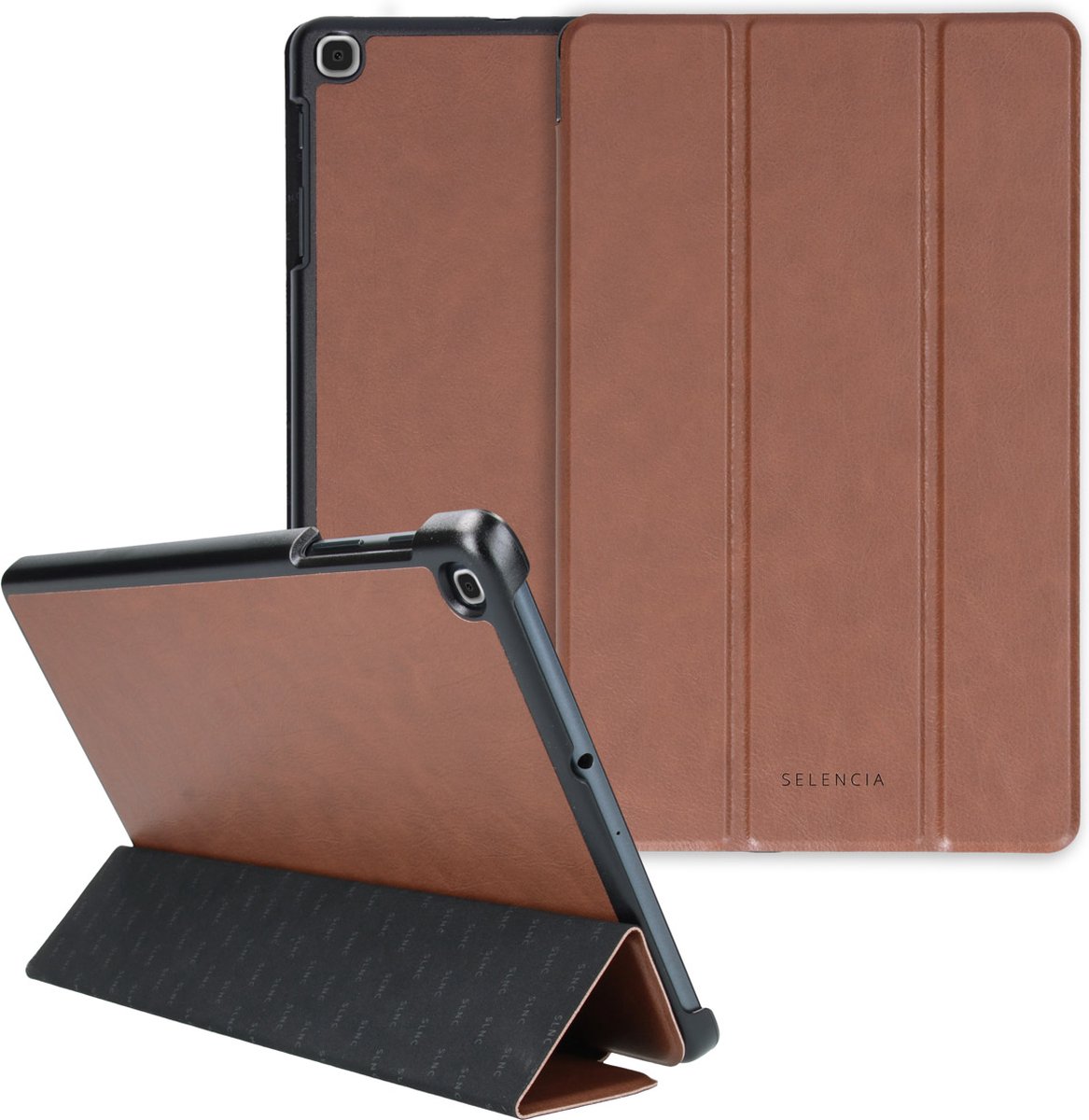 Selencia Tablet Hoes Geschikt voor Samsung Galaxy Tab A 10.1 (2019) - Selencia Nuria Vegan Lederen Trifold Bookcase - Bruin