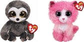 Ty - Knuffel - Beanie Boo's - Dangler Sloth & Reagan Cat