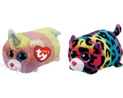 Ty - Knuffel - Teeny Ty's - Heather Cat & Jelly Leopard