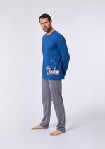 Woody pyjama jongens/heren - donkerblauw - wasbeer - 212-1-PLU-S/865 - maat XXL