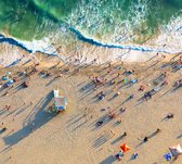 Luchtfoto van het strand in Santa Monica in Los Angeles - Fotobehang (in banen) - 350 x 260 cm