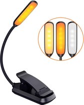 bestberry® Leeslampje 2.1 met Klem voor Boek - Amber Led – Filtert Blauw Licht – Verbetert Slaap - Oplaadbaar - 3 Lichtkleuren - Dimbaar - Flexibel – Kinderen - Inclusief USB kabel