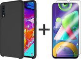 iParadise Samsung A70 Hoesje - Samsung galaxy A70 hoesje zwart siliconen case hoes cover hoesjes - 1x Samsung A70 screenprotector