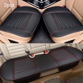 Nezr® Autostoelhoes Universeel Compleet set 3 Delig - Leer - Auto accessoires - Autohoes - Autostoel beschermer - Zwart/Rood