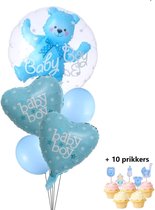 Geboorte Boy -Helium Blauw Ballonnen, Hartje, Beer-  Versiering Pakket Jongen - Baby Decoratie - Blauw set  Ballonnen| Babyshower - Geboorte - Kraamfeest - Party - Decoratie