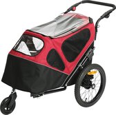 Pet trailer - fietskar - hondenbuggy - 2-in-1 - Zwart/rood  - 123x62x96cm