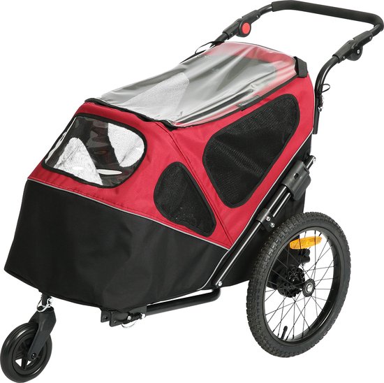 Aanstellen Creatie straffen Pet trailer - fietskar - hondenbuggy - 2-in-1 - Zwart/rood - 123x62x96cm |  bol.com
