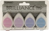 Inktkussen - Pigmentinkt - Dew Drop - Druppelvorm - set jewel tone - Brilliance - 4 stuks