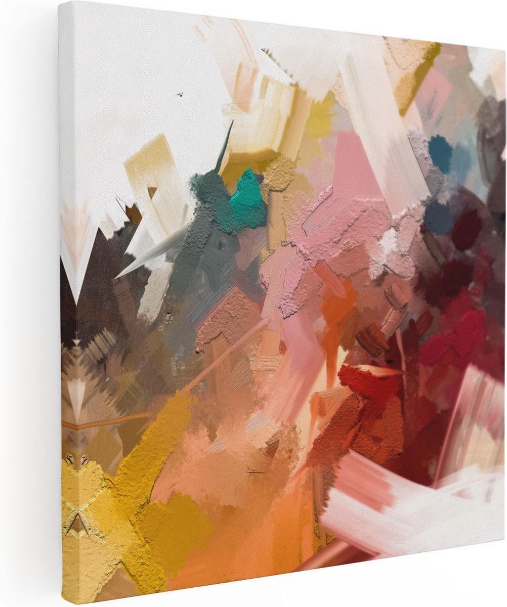 Artaza Canvas Schilderij Abstracte Kunst - Kleurrijke Olieverf - 60x60 cm - Wanddecoratie Woonkamer - Schilderijen - Muurdecoratie