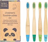 Wild & Stone - Bamboe Tandenborstel voor Kinderen - 4 stuks - Kind - Aqua Color