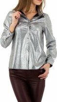 Voyelles blouse glanzend zilver M