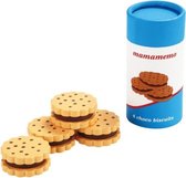 pak chocoladekoekjes hout 9 cm bruin/blauw