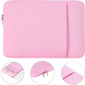 Laptop sleeve geschikt voor  - Dell- soft touch - spatwaterdicht - Laptophoes - Met Ritssluiting - extra accessoiresvak - extra bescherming - met zijvak -14,6 inch (ROZE)