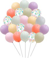50 stuks Pastel Gekleurde Feest Papieren Confetti ballonnen MagieQ Verjaardag Versiering - Regenboog Unicorn Ballonnenboog - Latex - Helium