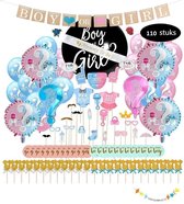 Gender reveal versiering xl pakket met ballonnen en extra grote confetti ballon voor geslachtsonthulling