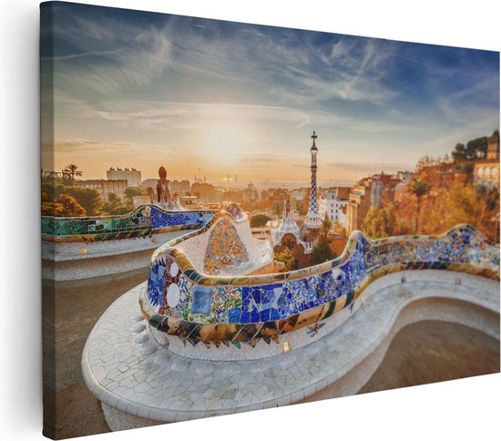 Artaza Canvas Schilderij Park Güell in Barcelona - 30x20 - Klein - Foto Op Canvas - Canvas Print