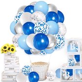 60 stuks  Geboorte ballonnen set Jongen Babyshower Versiering Pakket  MagieQ Blauw Zilver Wit |Frozen Decoratie|Feest| Wedding |Bruiloft |Kerst|Nieuw jaar