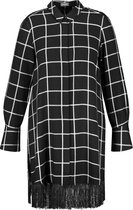 SAMOON Dames Lange blouse met modieus ruitmotief EcoVero Black gemustert-54