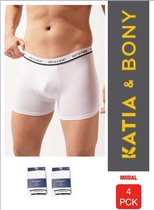 KATIA & BONY BASIC MODALE BOXER VOOR HEREN WIT  XXL  4 PCK