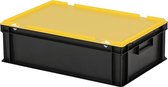Combicolor dekselbak - 600x400xH185mm - zwart-geel