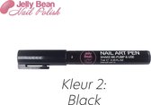 Jelly Bean Nail Polish Nail Art Pen - Black (kleur 2) - Zwart - Nagelversiering - Nagel pen 7 ml