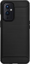 BMAX Carbon soft case hoesje geschikt voor OnePlus 9 - Soft cover - Telefoonhoesje - Beschermhoesje - Telefoonbescherming - Zwart