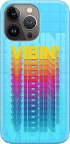 Apple iPhone 13 Pro Telefoonhoesje - Premium Hardcase Hoesje - Dun en stevig plastic - Met Quote - Vibin - Lichtblauw