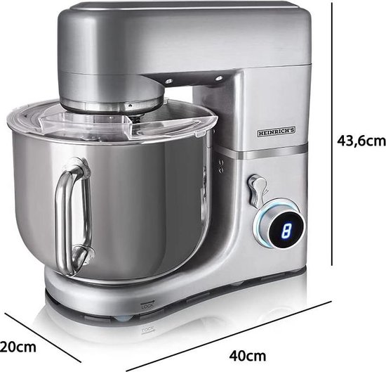 Heinrich's HKM 8120 - kneedmachine - keukenmachine - 12 liter XXXL - 1800 Watt van Merkloos — afbeelding 4
