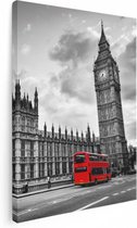 Artaza Canvas Schilderij Rode Bussen in Londen - Retro - 30x40 - Klein - Foto Op Canvas - Canvas Print