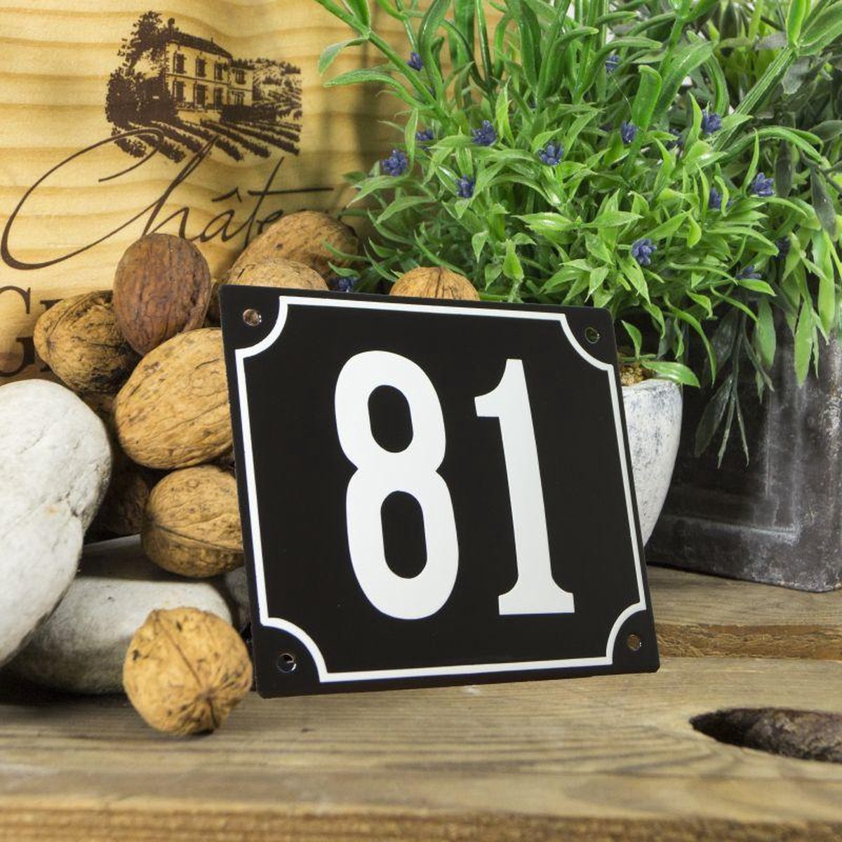 Numéro De Maison En émail - Numéro 12 - Blanc Et Noir