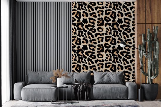 Papier peint - Papier peint photo murale Imprimé panthère - Luxe - Or - Largeur 195 cm x hauteur 300 cm