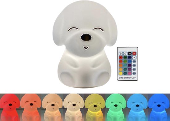 Brightenlux® 8 couleurs LED Veilleuse enfants – Puppy – Veilleuse bébé –  Rechargeable... | bol.com