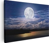Artaza Canvas Schilderij Volle Maan bij het Water - 120x80 - Groot - Foto Op Canvas - Wanddecoratie Woonkamer