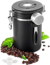 Pot Stock - Jar Jar Bocaux de conservation 1.8L Zwart - stockage Grains de café peuvent Zwart - Airtight - Acier inoxydable - Contenu 1.8L