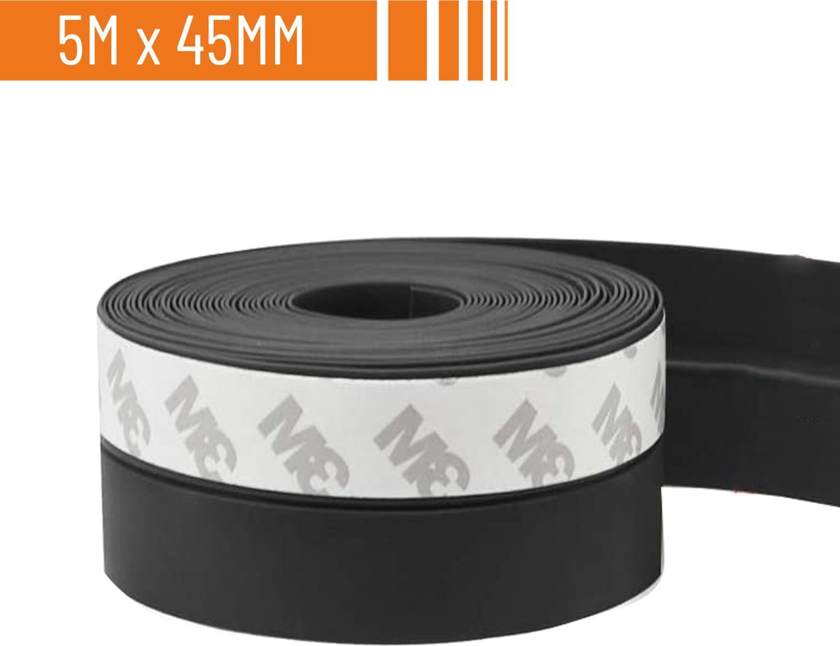 Simple Fix Tochtstrip - 500cm x 4.5cm - Tochtstrips voor Deuren - Tochtstopper - Tochtrol - Tochtband - Tochthond - Zelfklevend en Isolerend - Zwart