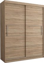 E-FURNITURE Armoire à portes coulissantes Armoire Armoire avec étagères et tringle à vêtements - 150x61x200 cm (LxPxH) - LARA 06 (Sonoma)
