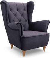 InspireMe-Fauteuil Relaxfauteuil,Vleugelstoel, Woonkamerstoel, Moderne Stoel voor Woonkamer, Slaapkamer, Eetkamer, 75x85x124 cm - VIVALDO (Antraciet)