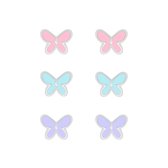 Joy|S - Zilveren vlinder oorbellen - set 3 paar - 6 mm