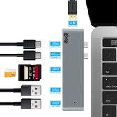 Gologi - USB Hub - Macbook Pro en Macbook Air - Micro SD – SDXC - USB C Adapter - HDMI - 2x USB-C - SD Kaartlezers - 2x USB - Docking Station - Zilver
