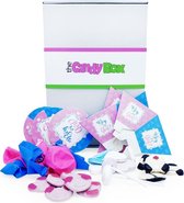 Snoepgoed mix pakket & Baby Shower snoep doos - The Candy Box - Baby Boy or Girl - 0,5 Kg Veggie & Vegan uitdeel cadeau doos voor baby showers met: Blauwe & roze suiker hartje, Lol