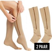 Compressie sokken L/XL(40-44) - 2 paar compressie sokken zwanger - Compressie sokken met rits -  steunkousen kopen - Spatader sokken - Compressie koussen - Compressiekousen / Steun