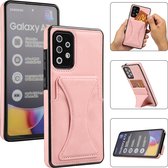 Samsung Galaxy A71 Lederen Hoesje | Back Cover Telefoonhoesje | Pasjeshouder | Roze