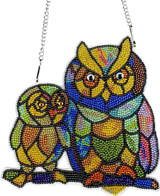 Diamond Painting "JobaStores®" Hangend Ornament Uilen (21cm)