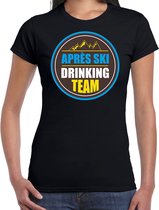 Apres ski t-shirt Apres ski drinking team zwart  dames - Wintersport shirt - Foute apres ski outfit/ kleding/ verkleedkleding M
