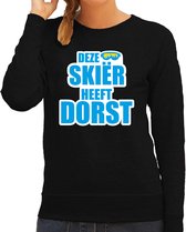 Apres ski trui Deze skieer heeft dorst zwart  dames - Wintersport sweater - Foute apres ski outfit/ kleding/ verkleedkleding M