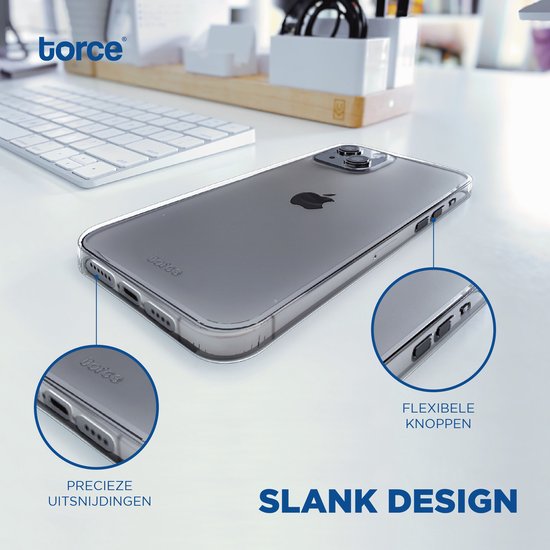 TORCE® iPhone 13 Hoesje - Case Transparant + Gratis Glass Screenprotector - TORCE