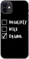 Geschikt voor iPhone 12 mini hoesje - Kerst - Quotes - Naughty nice drunk - Spreuken - Kerstman - Siliconen Telefoonhoesje
