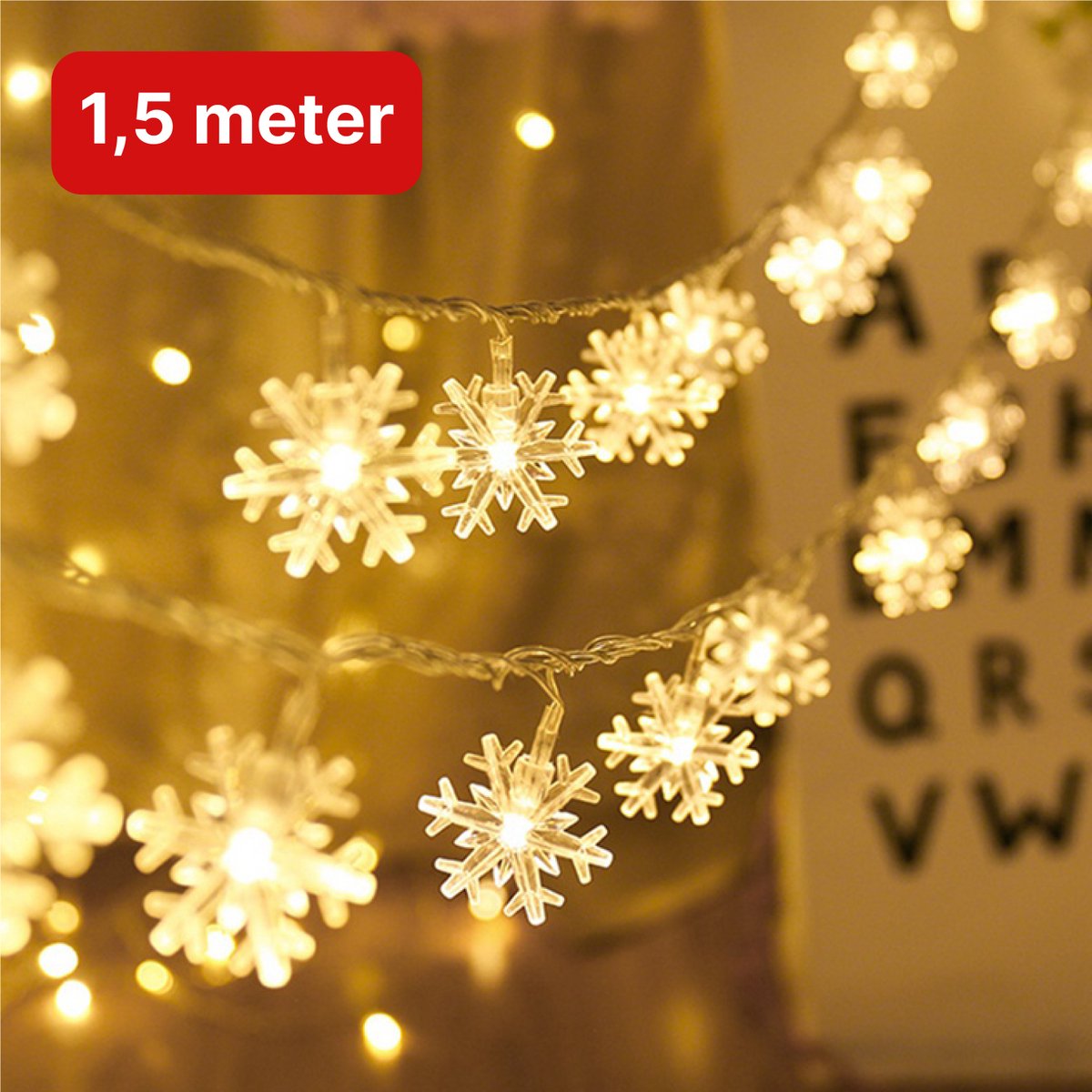 Nuvance - LED Sneeuwvlokken - 1.5 m - 10 sterren - Kerstverlichting voor  Binnen en... | bol