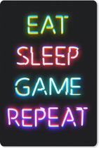 Gaming Muismat - Mousepad - 18x27 cm - Gaming - Led - Quote - Eat sleep game repeat - Gamen - Geschikt voor Gaming Muis en Gaming PC set - Schoolspullen tieners