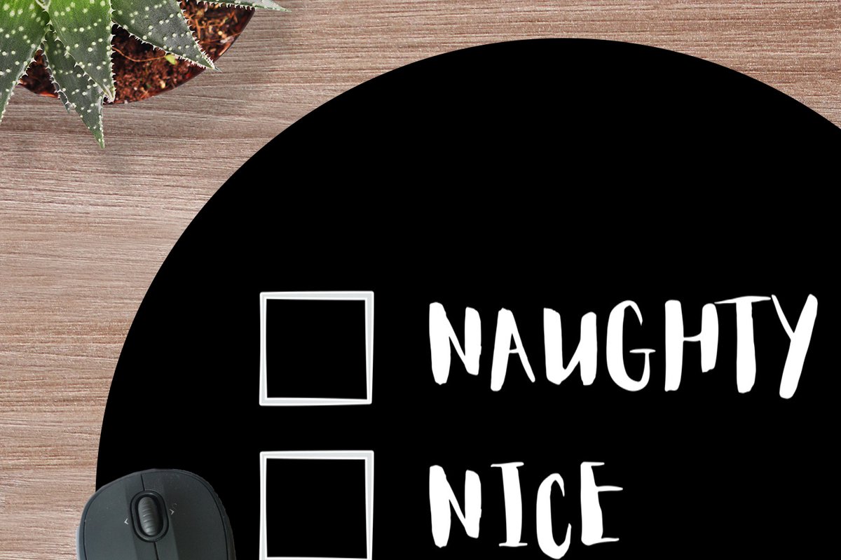 Muismat rond 50x50 cm - Mousepad Kerst - Kerstman - Quotes - Ronde muismatten